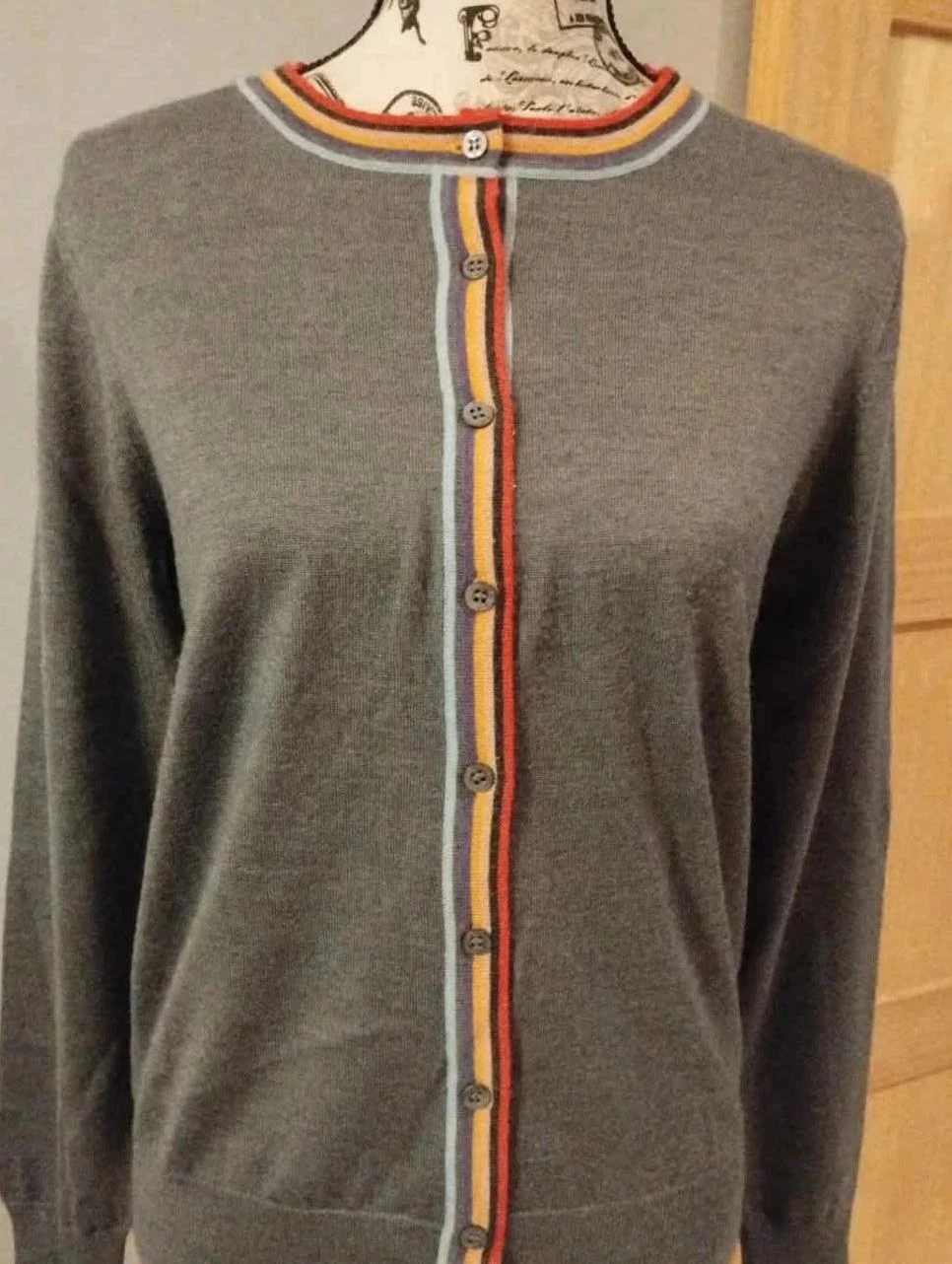 Cardigan gris, liseret coloré, Rodier Paris, T38
